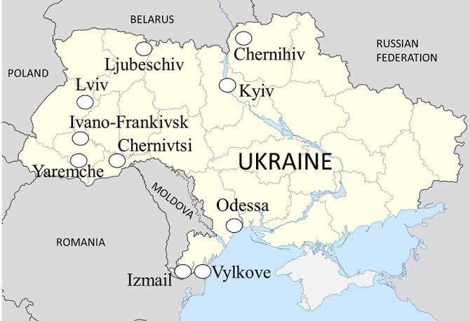 Map of Ukraine showing Lviv